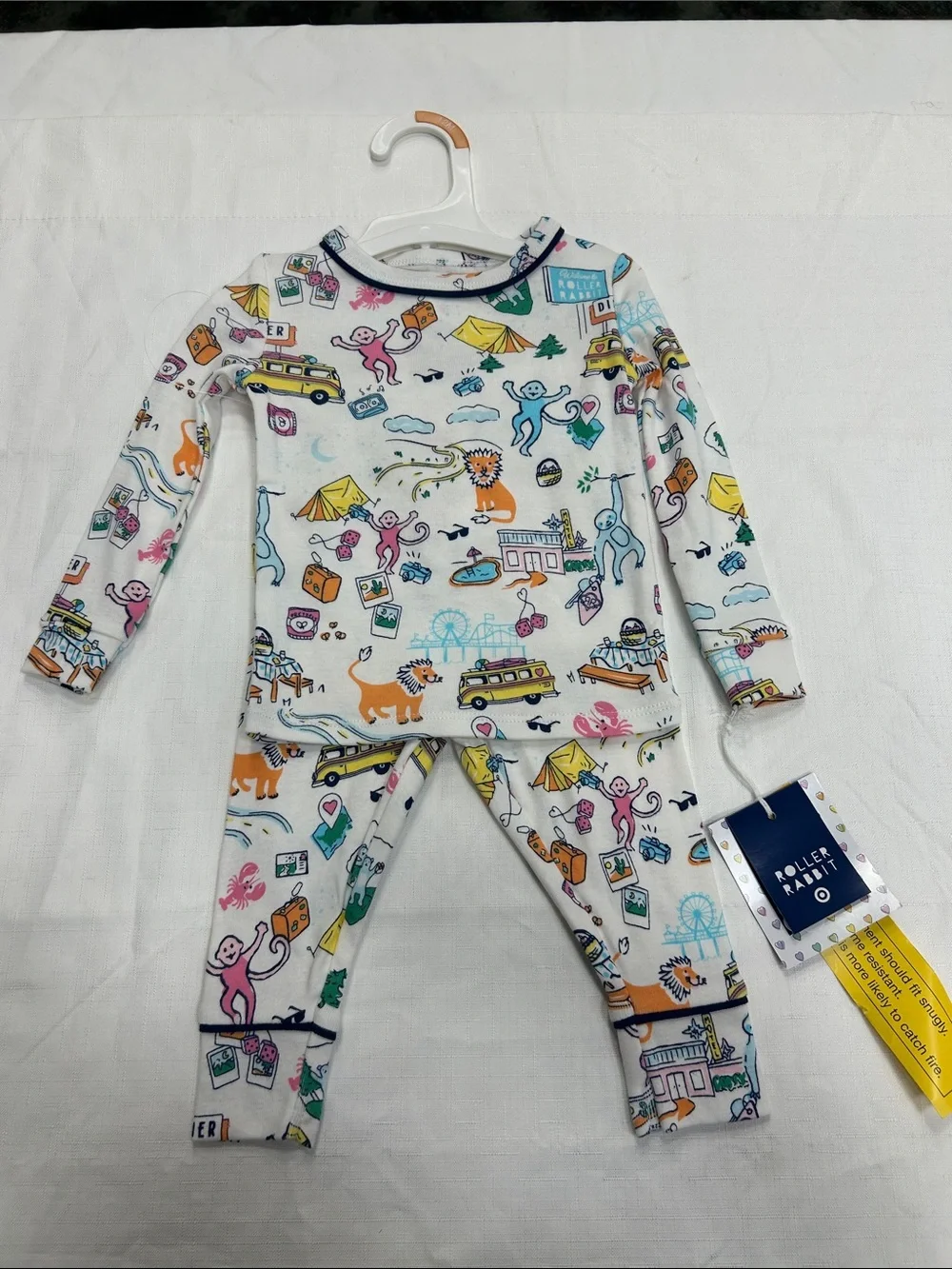 Roller Rabbit x Target Toddler White Multicolor Travel Print Pajama Set